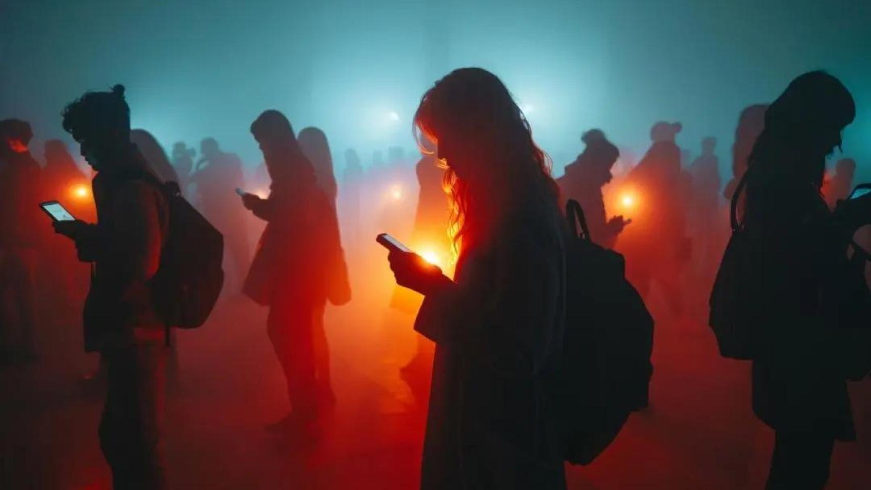 Una multitud hipnotizada por pantallas. / Freepik