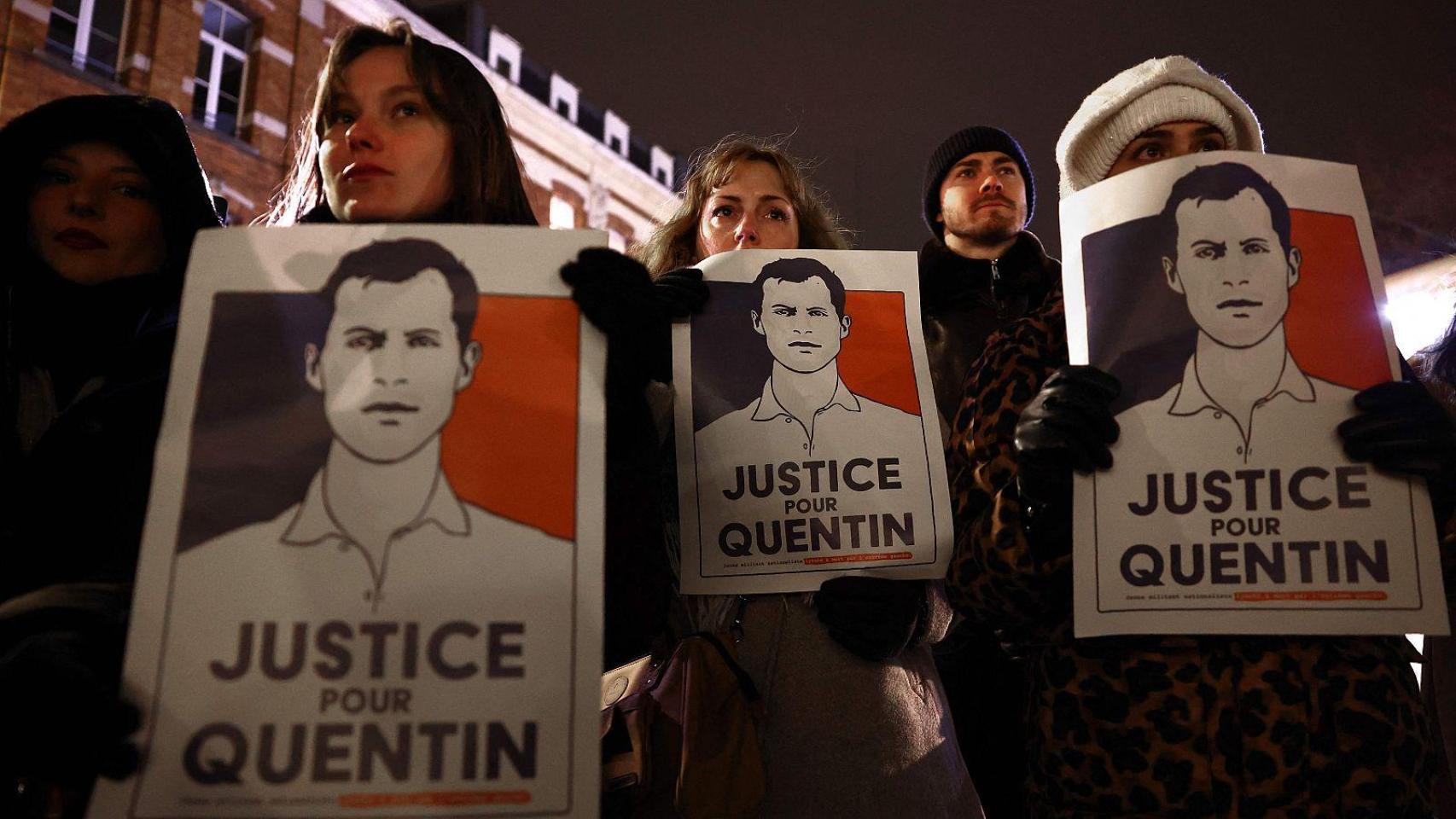 Una protesta por la muerte de Quentin Deranque en Francia.