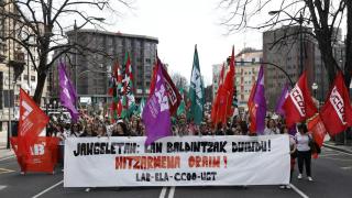 Manifestación de las trabajadores de los comedores escolares públicos en Bilbao en una imagen de archivo