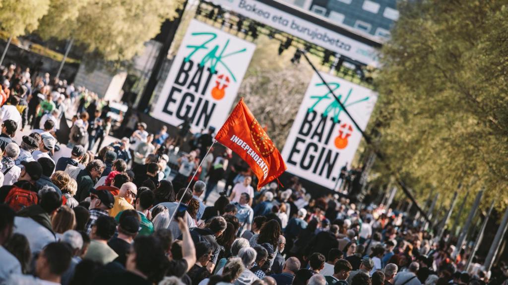Manifestación de Bildu en Pamplona por el Aberri Eguna.
