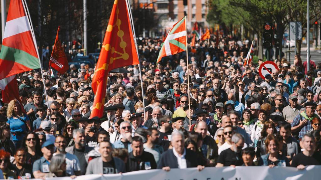 Manifestación de Bildu en Pamplona por el Aberri Eguna.