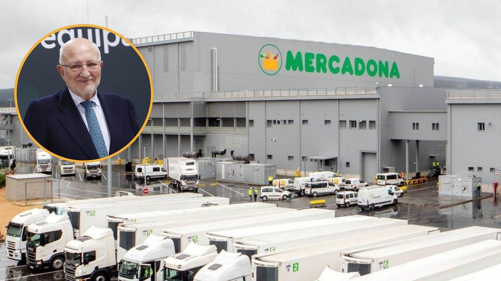 El centro logístico de Mercadona en Jundiz y el busto de Juan Roig, presidente de Mercadona
