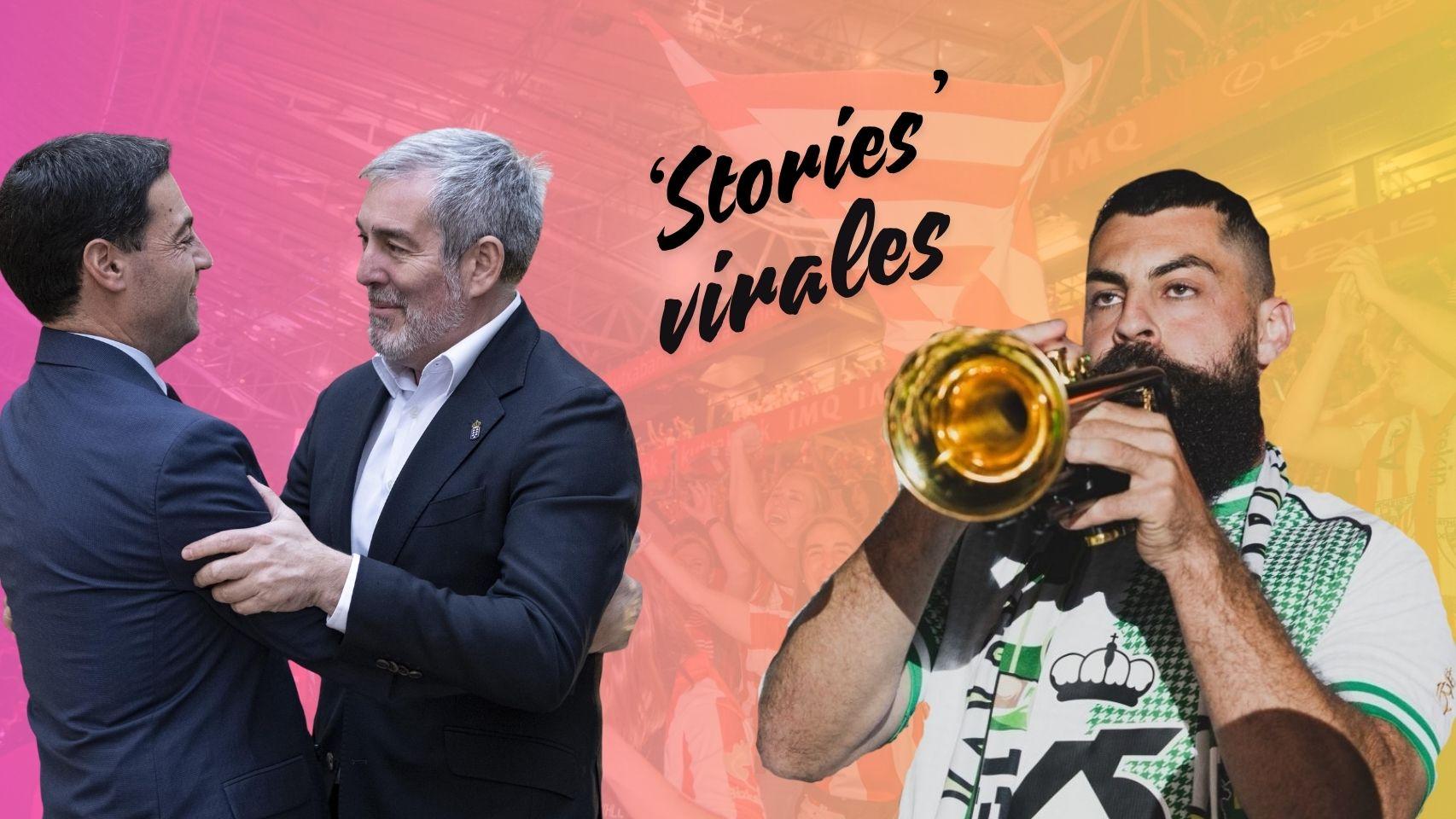 De izquierda a derecha: el lehendakari, Imanol Pradales; el presidente de Canarias, Fernando Clavijo y el futbolista Asier Villalibre