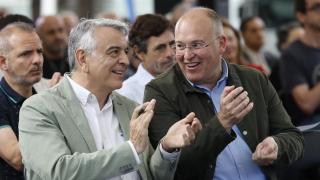 El secretario general del PP, Miguel Tellado, y el presidente de la formación en Euskadi, Javier de Andrés, a 30 de mayo de 2026 