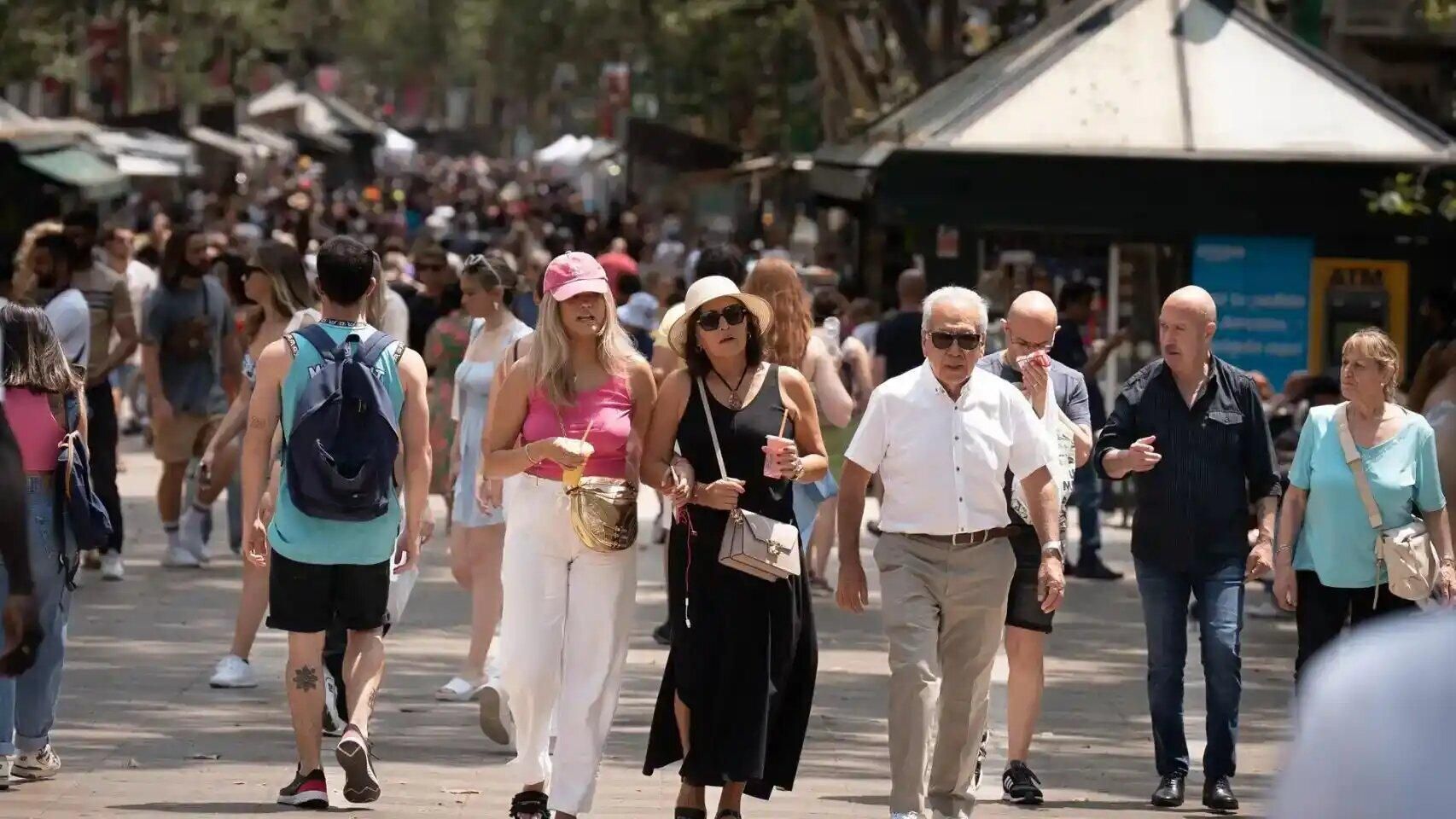 Turistas en La Rambla