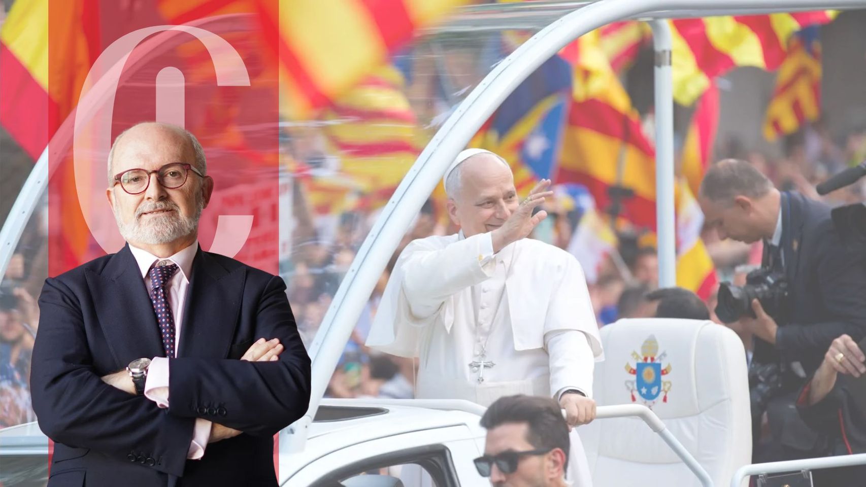 José Antonio Bueno y el Papa, llegando a la Sagrada Familia en el Papamóvil