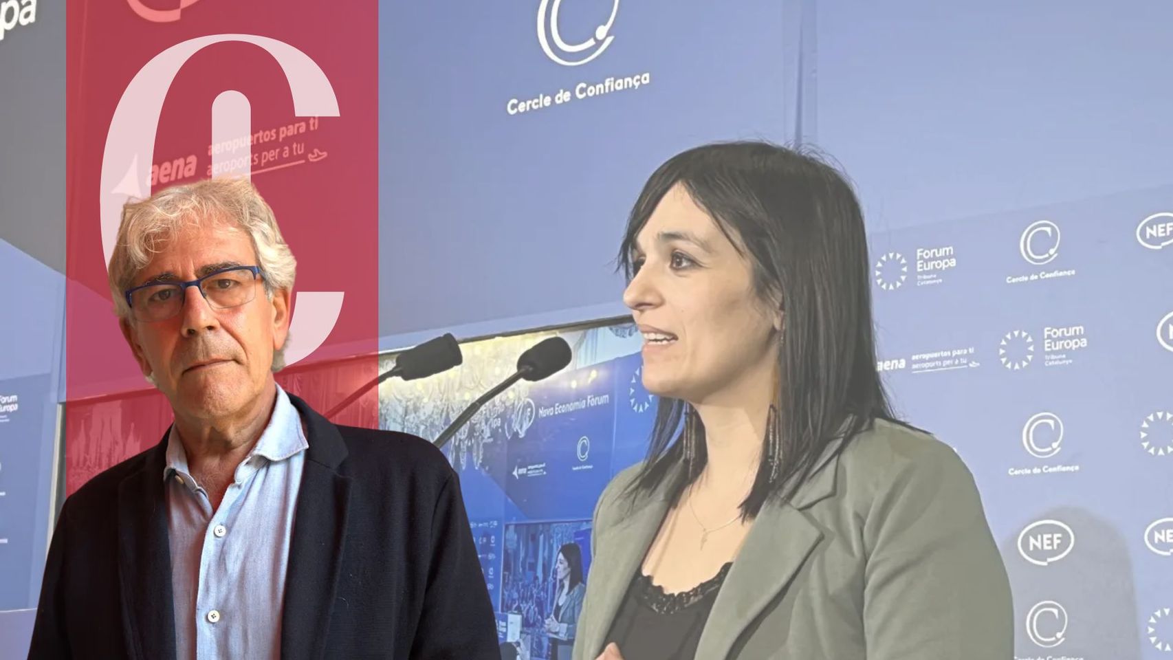 Toni Bolaño, con Sílvia Orriols de fondo