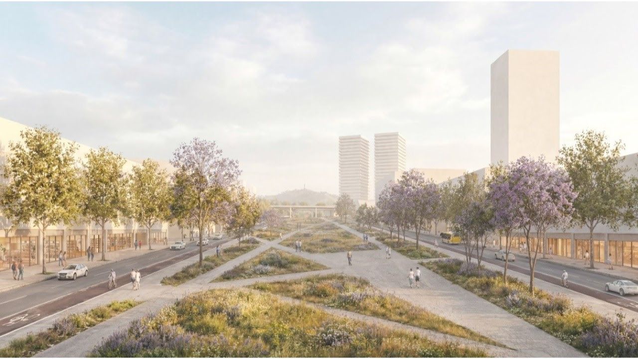 Recreación virtual de la futura carretera de Collblanc tras la transformación del Campus de Salut Clínic-UB