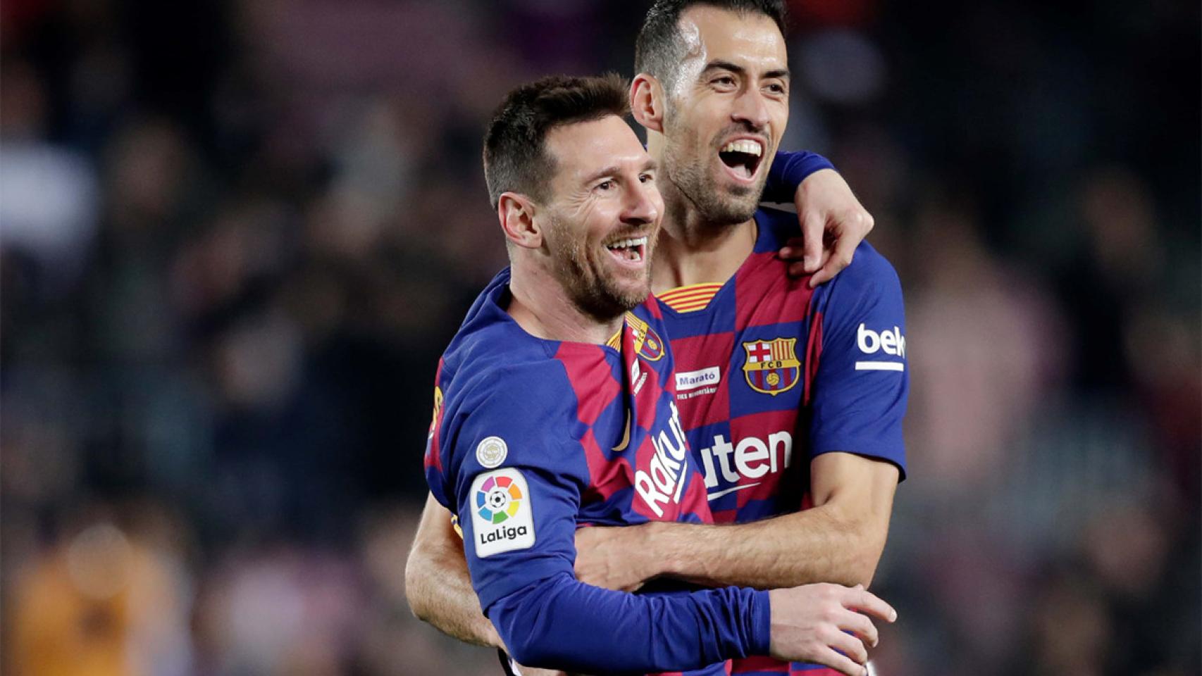 Sergio Busquets y Leo Messi, celebrando un gol con el Barça / REDES