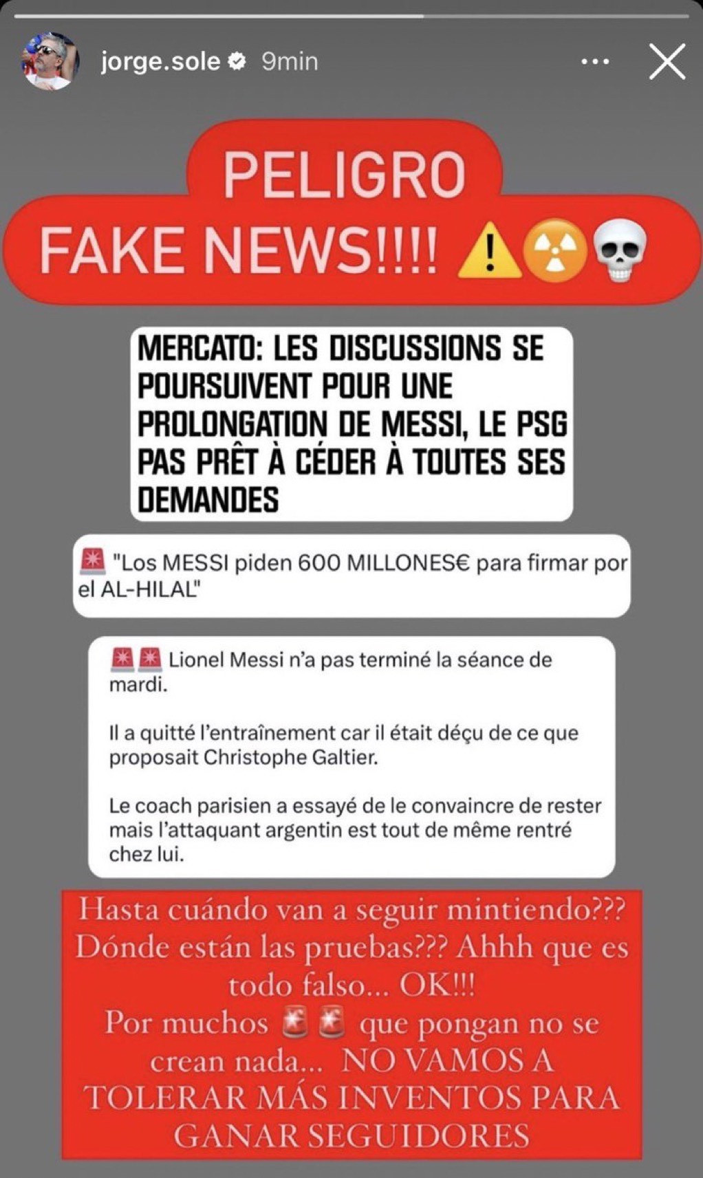 La publicación de Jorge Messi sobre algunas informaciones sobre su hijo / REDES