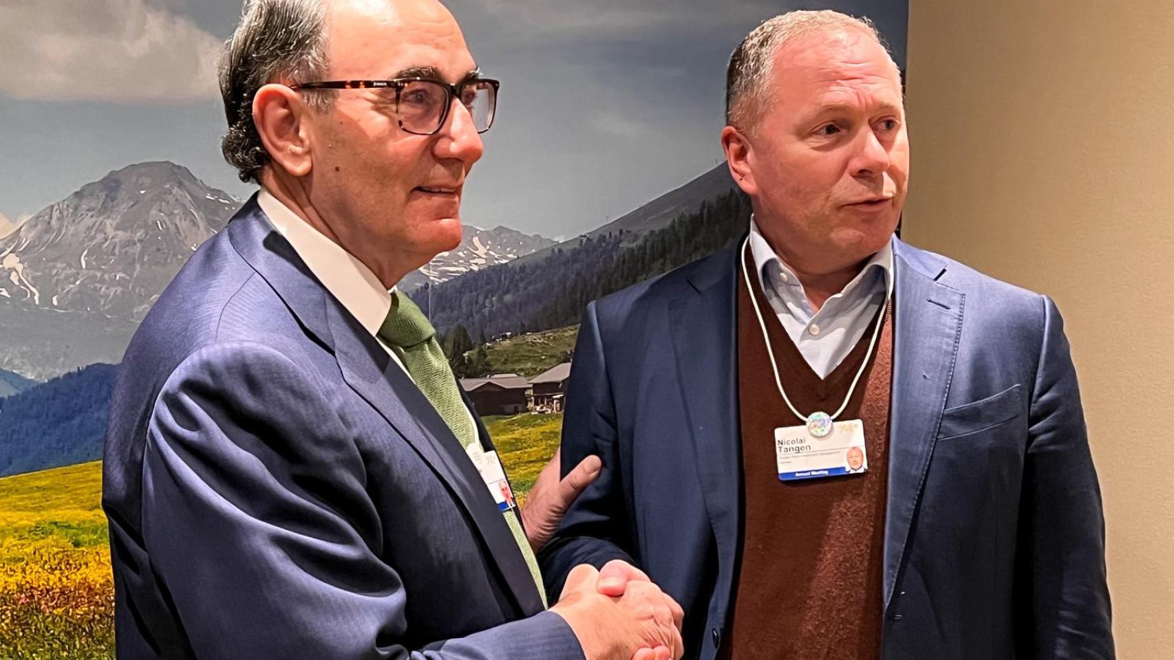 Ignacio Galán, presidente de Iberdrola (izq.), y Nicolai Tangen, consejero delegado de Norges Bank Investment Management / IBERDROLA