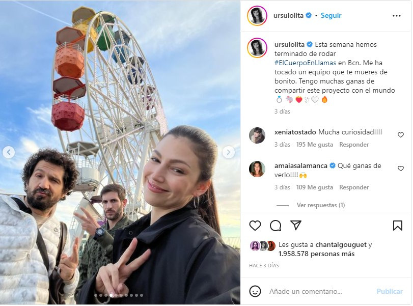 Publicación de Úrsula Corberó INSTAGRAM