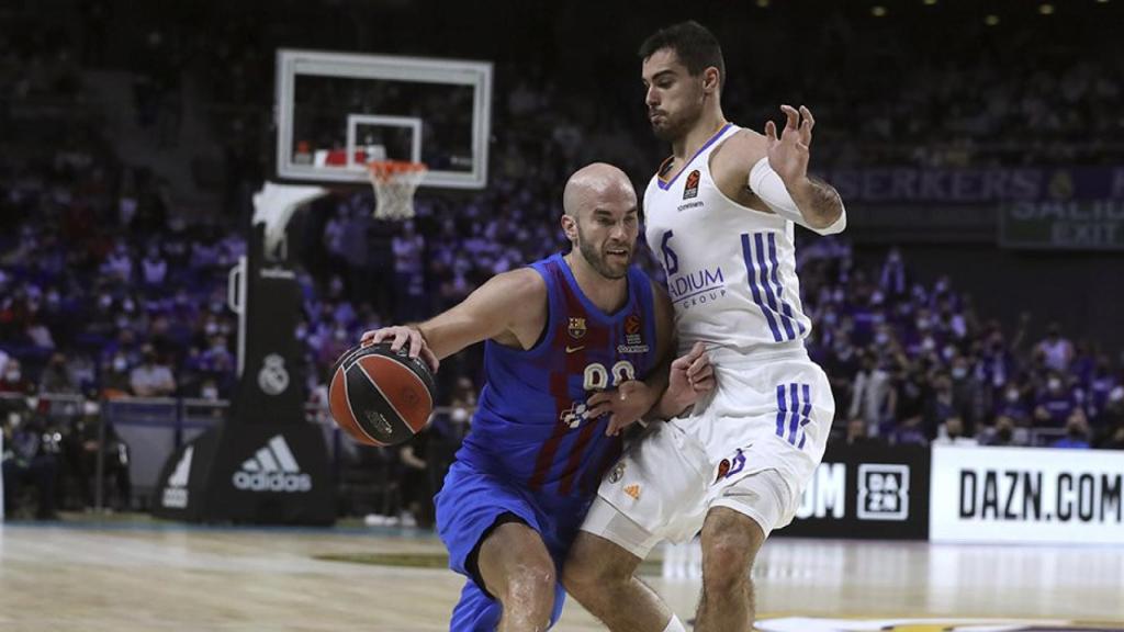 Nick Calathes, en una acción del partido entre Barça y Madrid