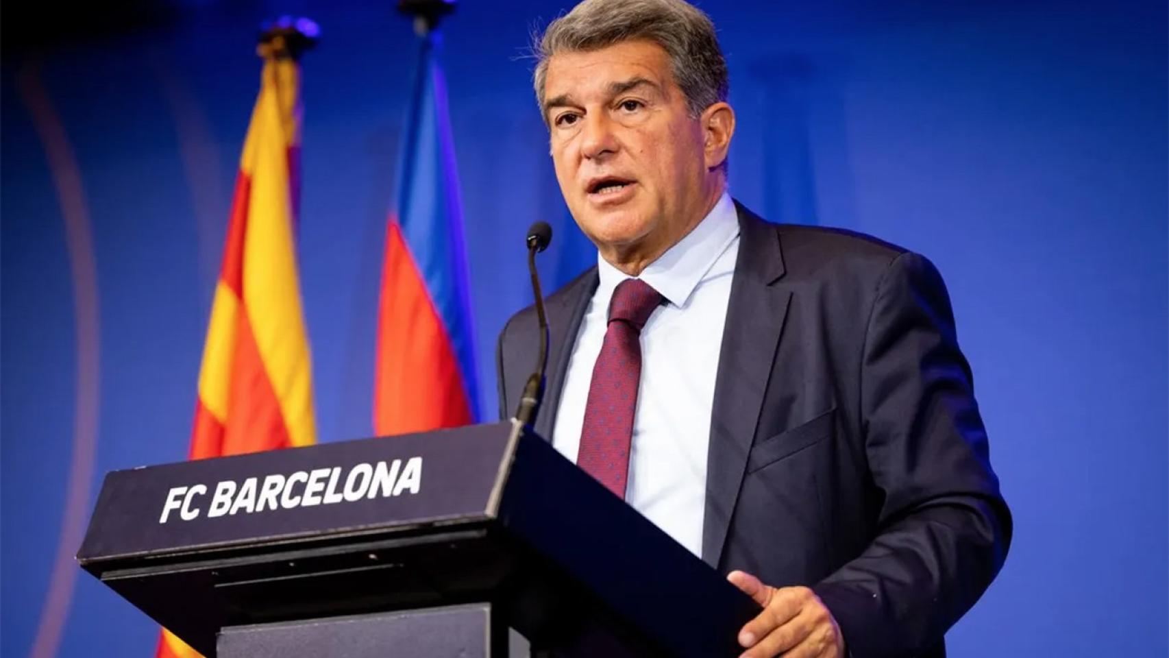 Joan Laporta, durante una rueda de prensa económica del Barça / REDES