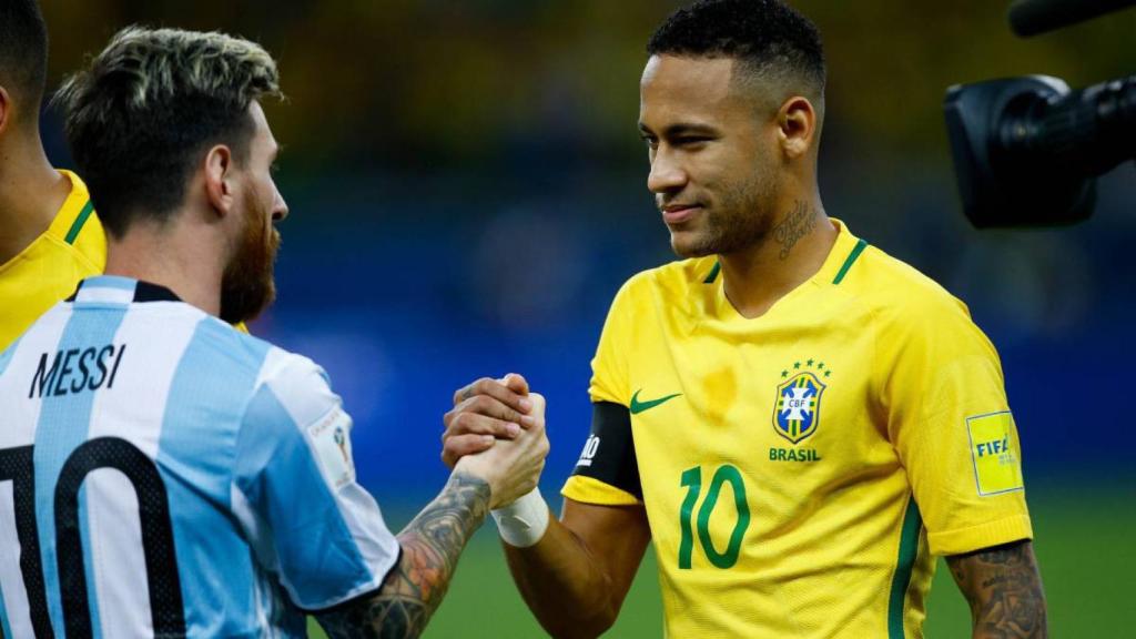 Messi y Neymar en un Argentina-Brasil