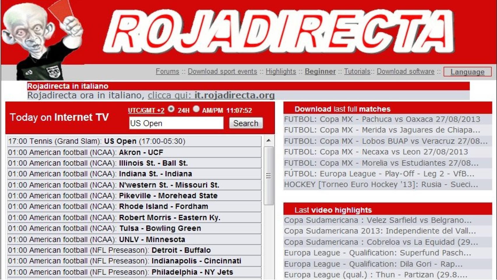 Rojadirecta, uno de los portales piratas más conocidos en el mundo / Redes