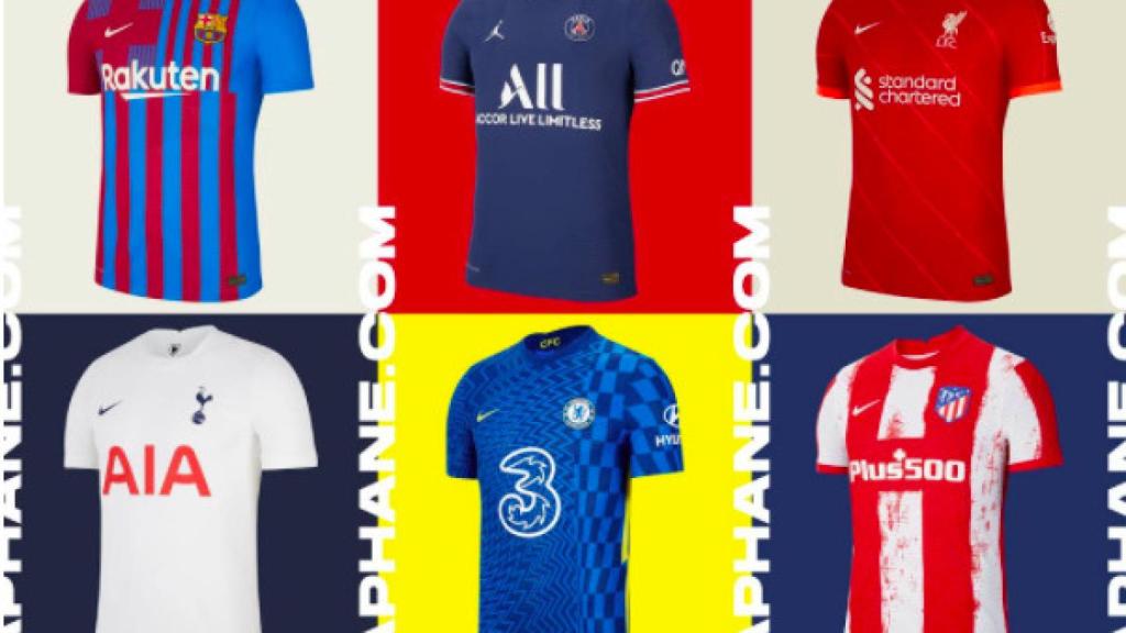 Varias de las camisetas para la próxima Champions diseñadas por Nike / Footy Headlines
