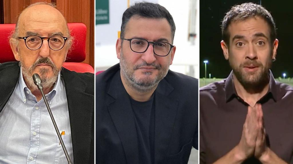 Jaume Roures, socio gestor del grupo Mediapro; Toni Soler, propietario de Minoria Absoluta; y Joel Díaz, presentador del programa Zona Franca de TV3
