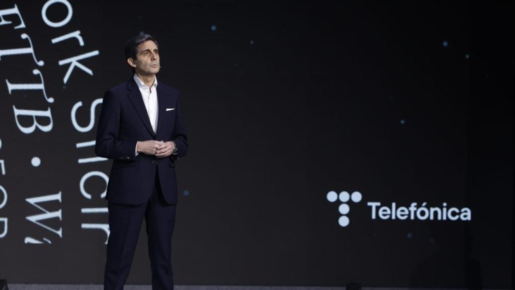 El presidente de Telefónica, José María Álvarez-Pallete, durante la inauguración del MWC de 2023 / EP