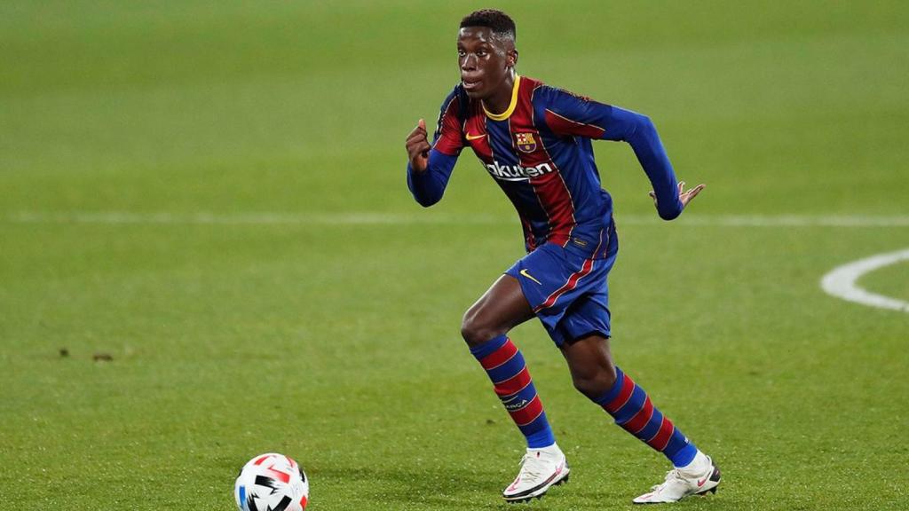 Ilaix Moriba, en un partido con el Barça