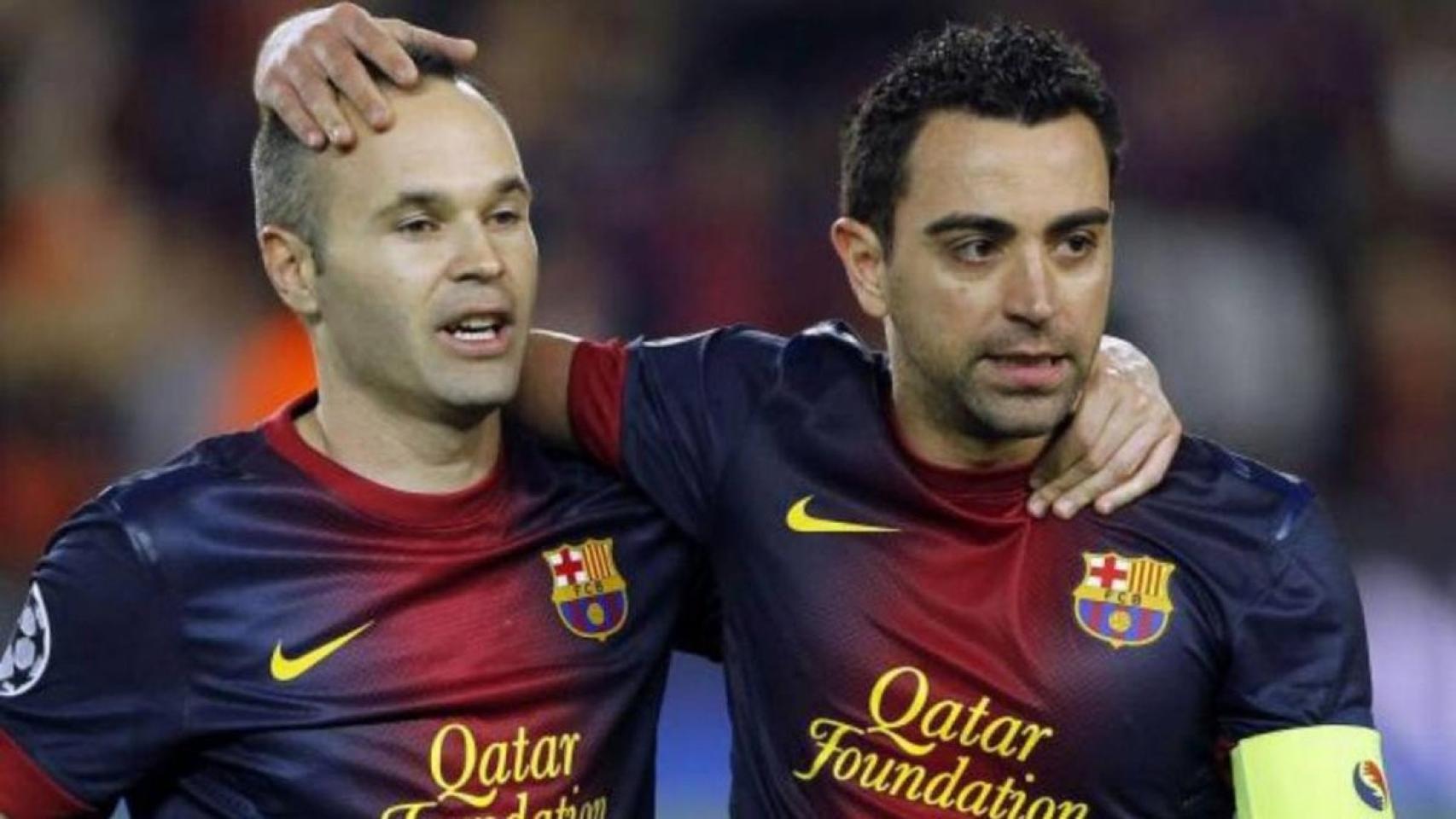 Iniesta y Xavi celebran un gol del Barça / REDES