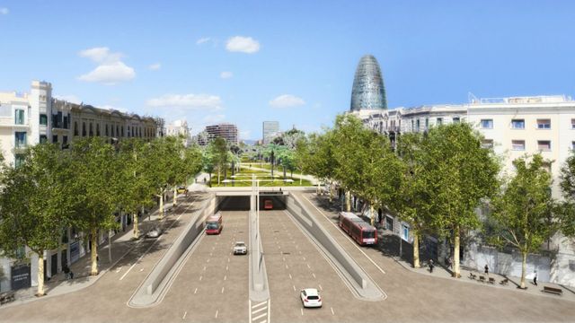 Simulación de la entrada al túnel de las Glòries desde la calle Castillejos, una obra que podrían costar una demanda a Colau