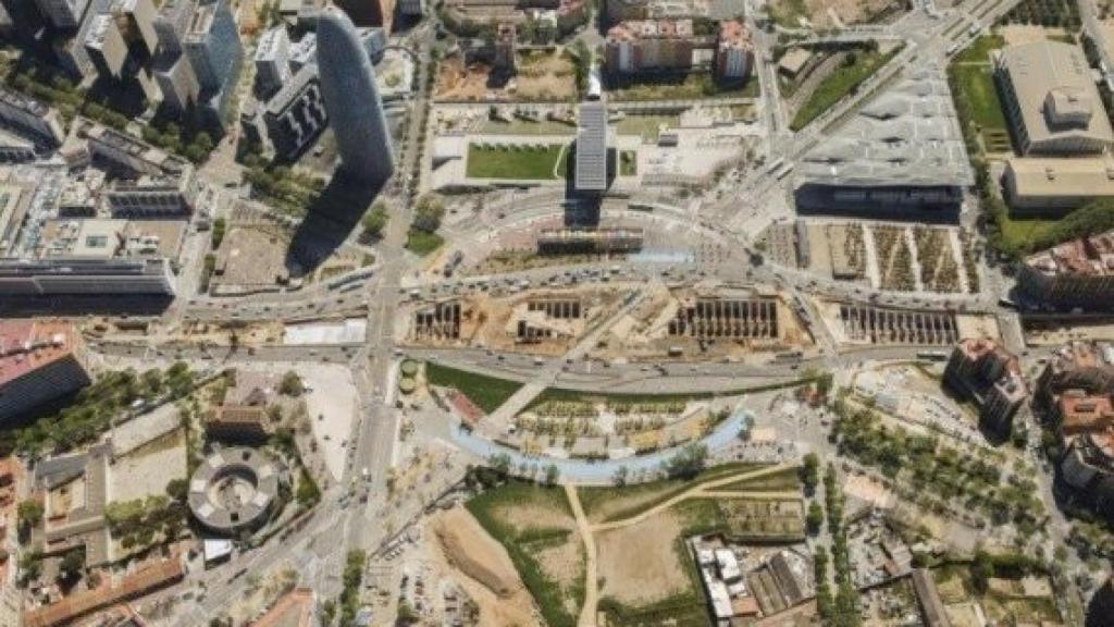 Vista aèria de les Glòries en obres el 2024 / Ajuntament de Barcelona