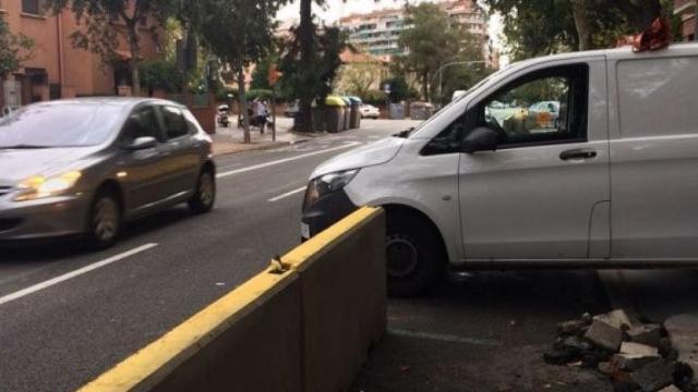 Obras en un carril bici de Barcelona