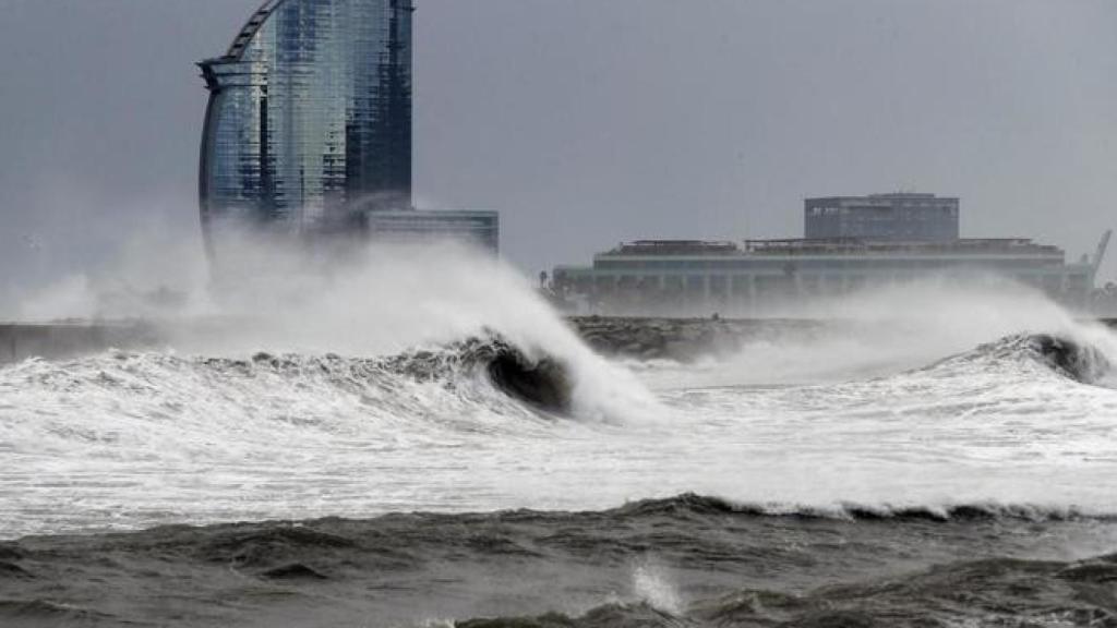 Un temporal en Barcelona en una imagen de archivo