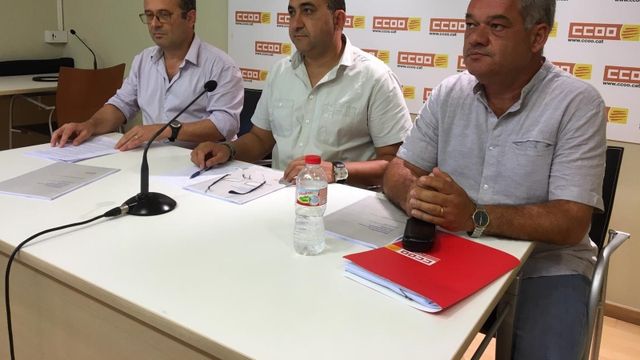 El secretario general de CC.OO. de Catalunya, Javier Pacheco, en rueda de prensa / EUROPA PRESS