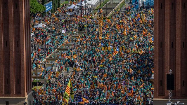Una de las concentraciones independentistas de la Diada de 2019 desde una vista aérea / EUROPA PRESS