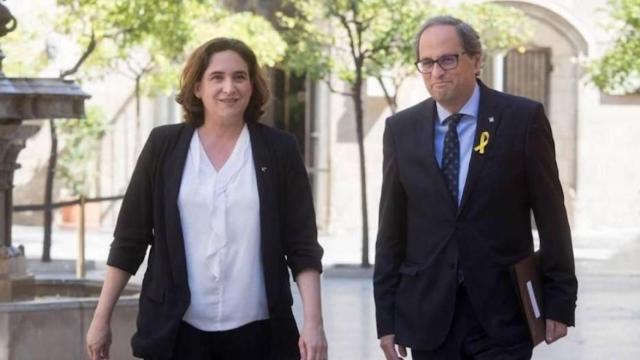 La alcaldesa de Barcelona, Ada Colau, junto al presidente de la Generalitat, Quim Torra, en una imagen de archivo / EFE