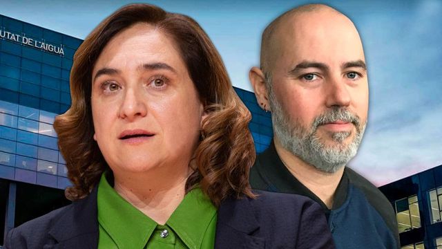 Ada Colau y Eloi Badia, en un fotomontaje, con la sede de Agbar al fondo / METRÓPOLI