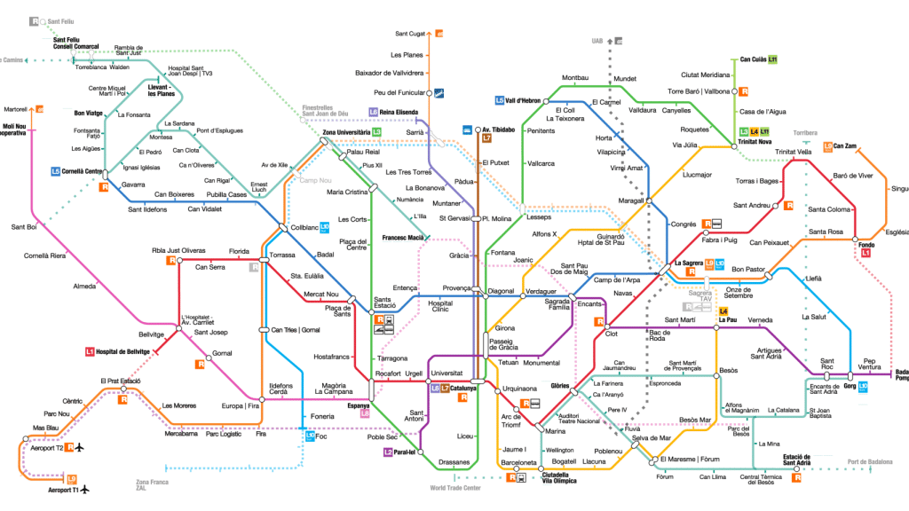 Mapa de les línies de metro de Barcelona