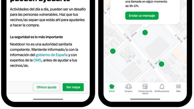 Imagen del mapa solidario de la app 'Nextdoor' / CK GEEK
