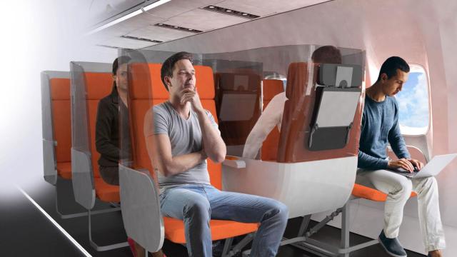Modelo de cómo serían los aviones para proteger a los usuarios del contagio / Aviointeriors