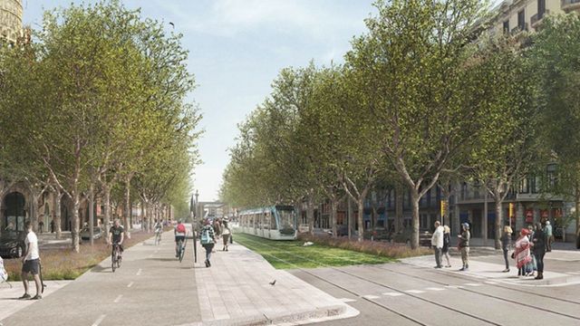 Imagen virtual del tranvía por la Diagonal tras las obras / AJ BCN