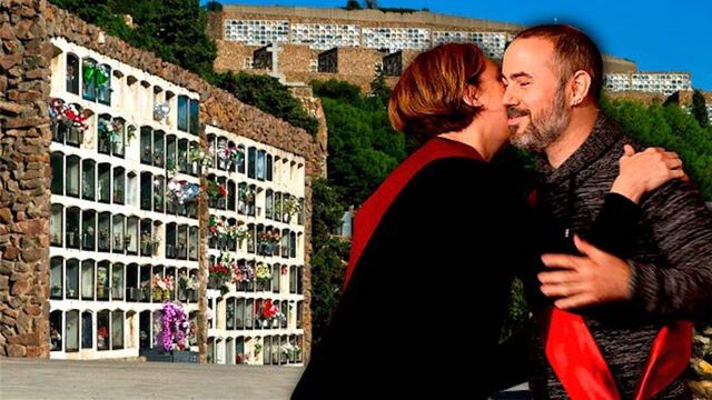 Eloi Badia, Ada Colau y el cementerio de Montjuïc de fondo en un montaje de 'Crónica Global'