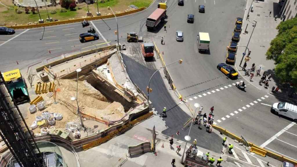 Obras del intercambiador entre Metro y FGC en plaza Espanya