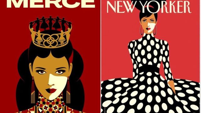 Cartel de la Mercè junto a la portada de The New Yorker