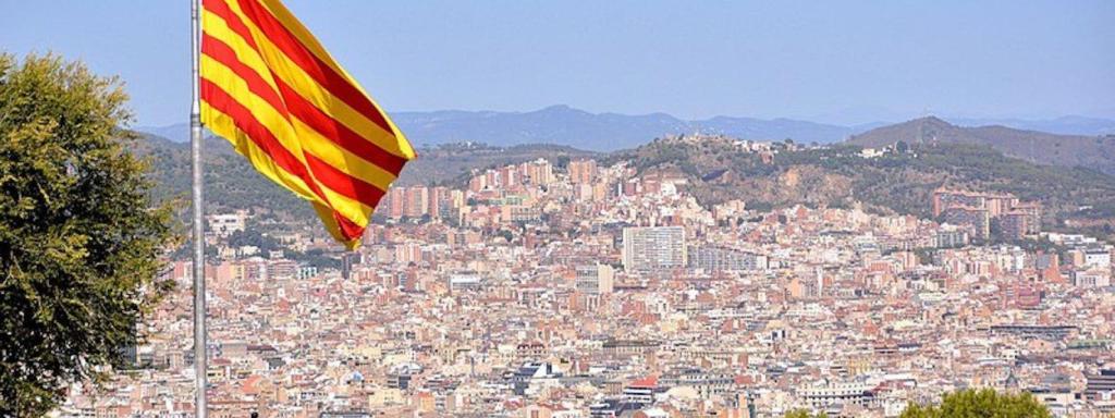 Vistes de Barcelona des del Castell de Montjuïc amb la 'senyera' onejant / WIKIMEDIA COMMONS