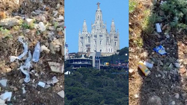 La montaña del Tibidabo y la basura del bosque en un montaje de 'Metrópoli'