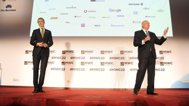 Mats Granryd y John Hoffman, de GSMA, en la presentación del Mobile 2022 / EUROPA PRESS