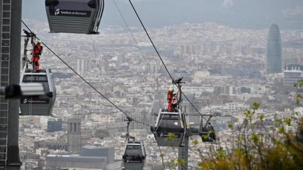 Simulacro del rescate del teleférico en Montjuïc / BOMBEROS