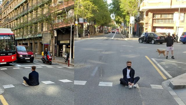 Pierde el bus y se sienta en medio de la calle Mallorca para cortarle el paso / REDES SOCIALES