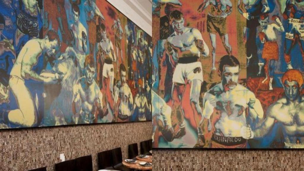 Murales de boxeadores que solían haber en el interior del bar Mundial / GENERALITAT DE CATALUNYA