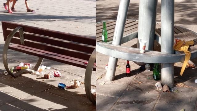 Suciedad en la plaza del Virrei Amat / CEDIDA