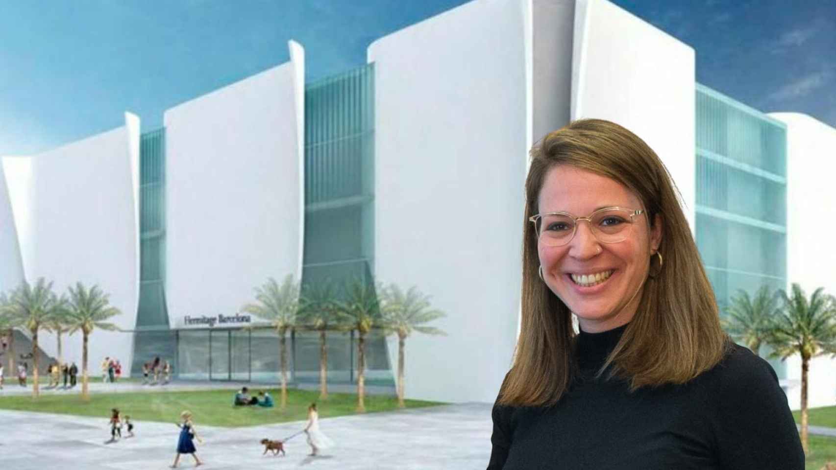 Fotomontaje de la teniente de alcalde de Urbanismo de Barcelona, Janet Sanz, junto al Hermitage / METRÓPOLI