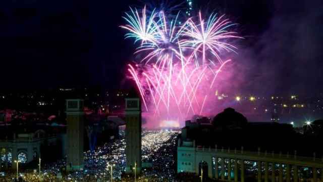 Fuegos artificiales en un Piromusical de la Mercè en una edición anterior