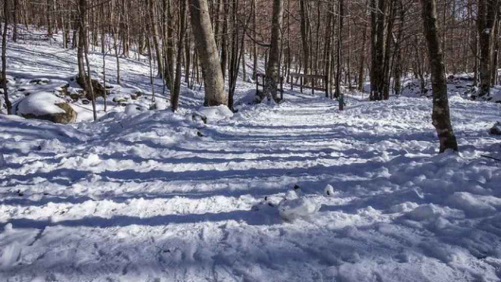 La montaña de Montserrat nevada vista desde el Tibidabo